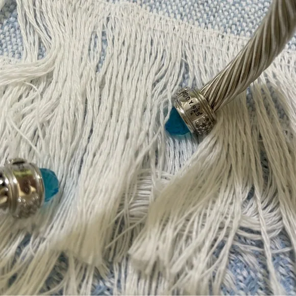 David Yurman Sterling Silver Diamond Bangle Size 7 - Picture 7 of 7